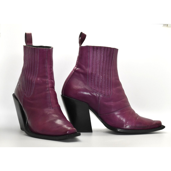 John Fluevog Shoes - D5 Auth JOHN FLUEVOG Diana Signature Purple Leather Chelsea Boot Shoes Size 11
